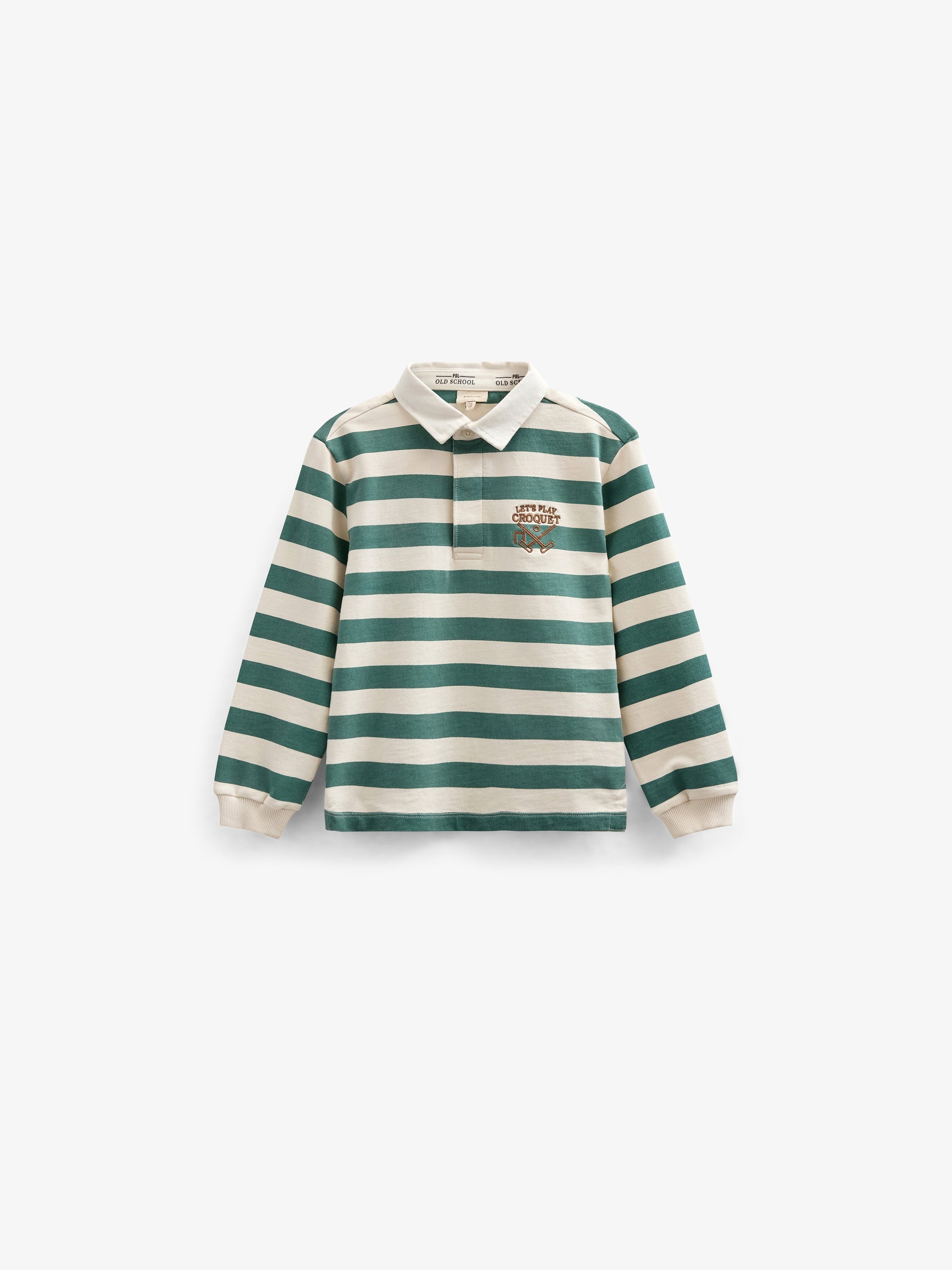 Gestreiftes Polo-Sweatshirt - Kids - Tropical Green/Offwhite | 101340 Marco