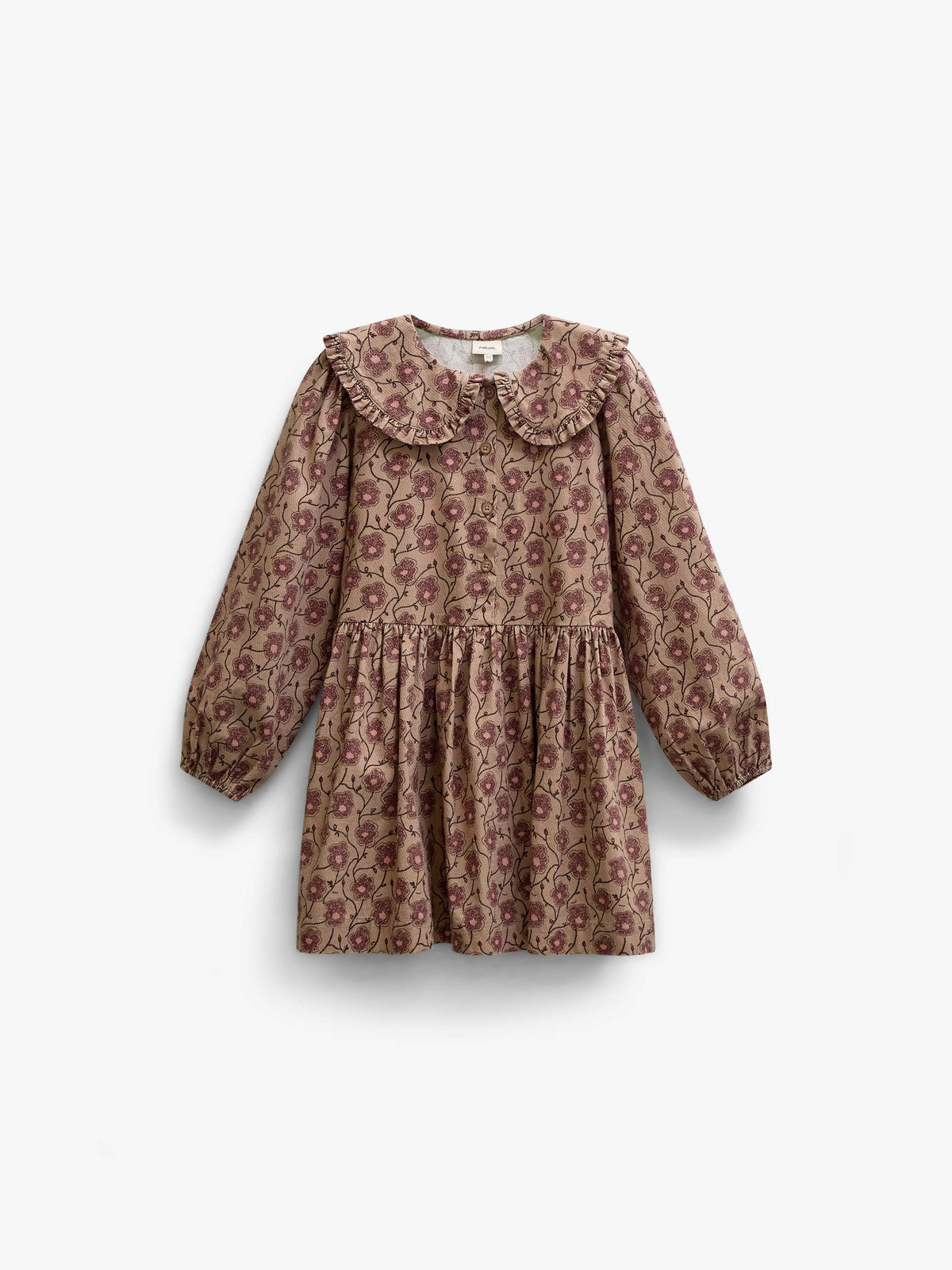 Geblümtes Baumwollkleid mit Rüschenkragen Tween - Rose/Bordeaux | 101426 Nova