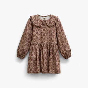 Geblümtes Baumwollkleid mit Rüschenkragen Kids - Rose/Bordeaux | 101425 Nova