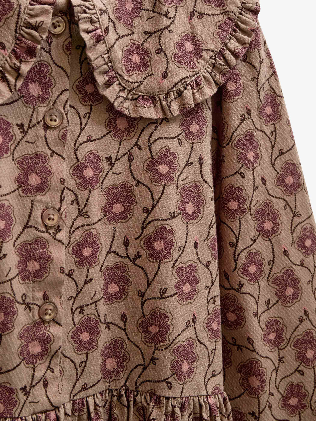 Geblümtes Baumwollkleid mit Rüschenkragen Tween - Rose/Bordeaux | 101426 Nova