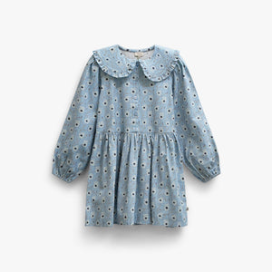Geblümtes Baumwollkleid mit Rüschenkragen Tween - Blue/Brown | 101428 Nova