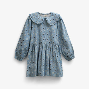 Floral Cotton Dress with Collar - Tween - Blue/Brown | 101428 Nova
