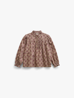 Geblümte Baumwollbluse mit Knopfleiste Kids - Rose/Bordeaux | 101433 Nova