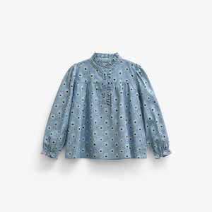 Floral Cotton Blouse - Tween - Blue/Brown | 101436 Nova