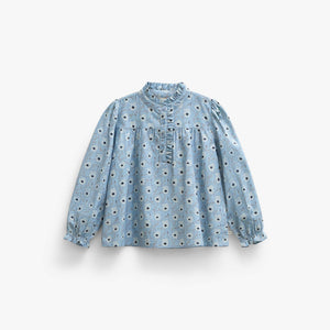 Geblümte Baumwollbluse mit Knopfleiste Kids - Blue/Brown | 101435 Nova