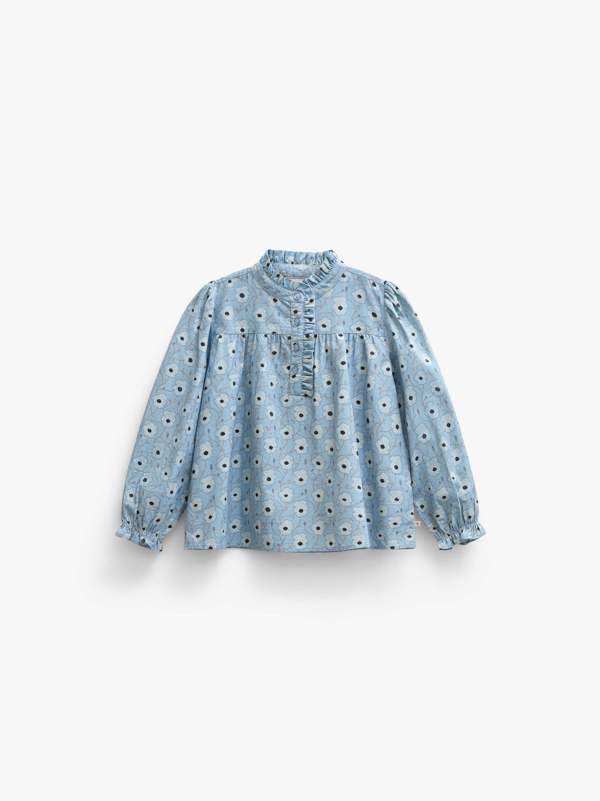 Geblümte Baumwollbluse mit Knopfleiste Kids - Blue/Brown | 101435 Nova
