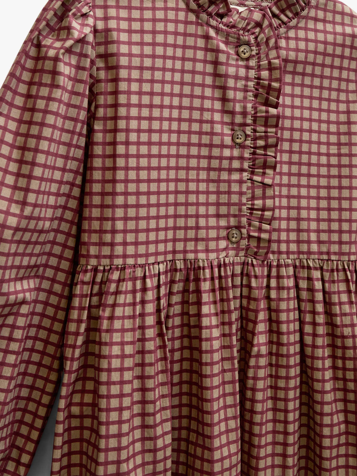 Popelinekleid mit Knopfleiste Tween - Bordeaux Check | 101437 Julia
