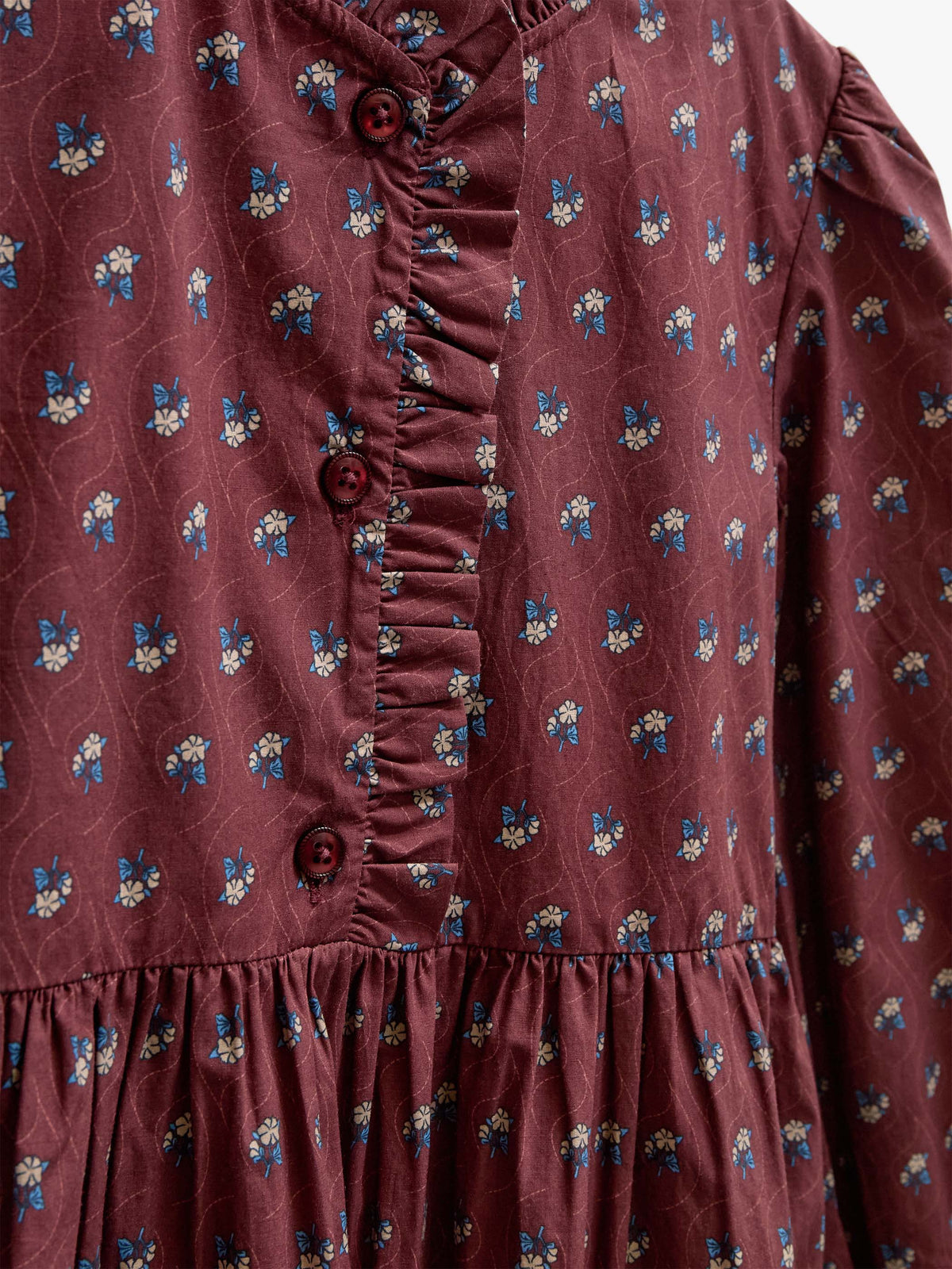 Popelinekleid mit Knopfleiste Tween - Bordeaux Flowerprint | 101439 Julia