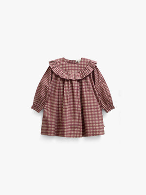 Popelinekleid mit Rüschen Kids - Bordeaux Check | 101440 Julia