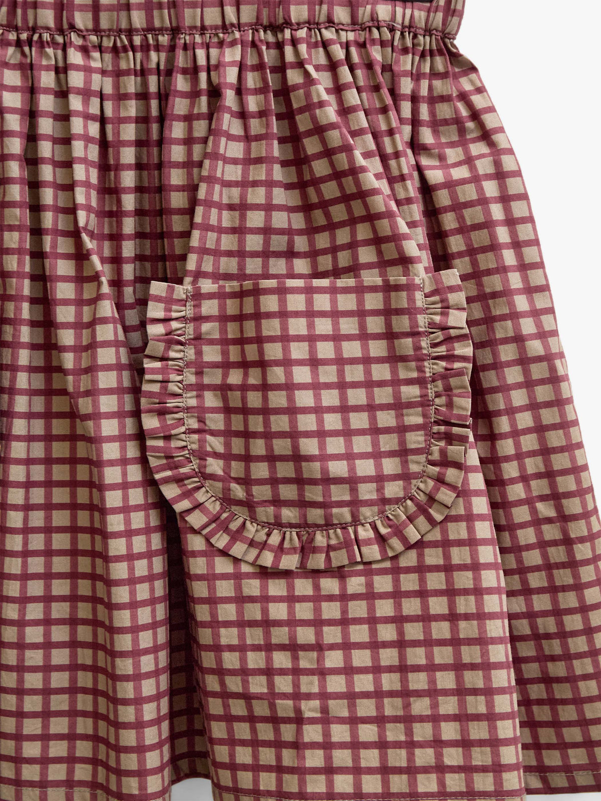 Popelinerock mit Rüschentaschen Tween - Bordeaux Check | 101444 Julia