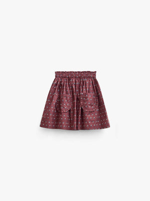 Popelinerock mit Rüschentaschen Tween - Bordeaux Flowerprint | 101448 Julia
