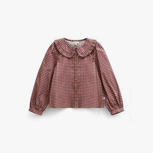 Popelinebluse mit Rüschenkragen Tween - Bordeaux Check | 101450 Julia