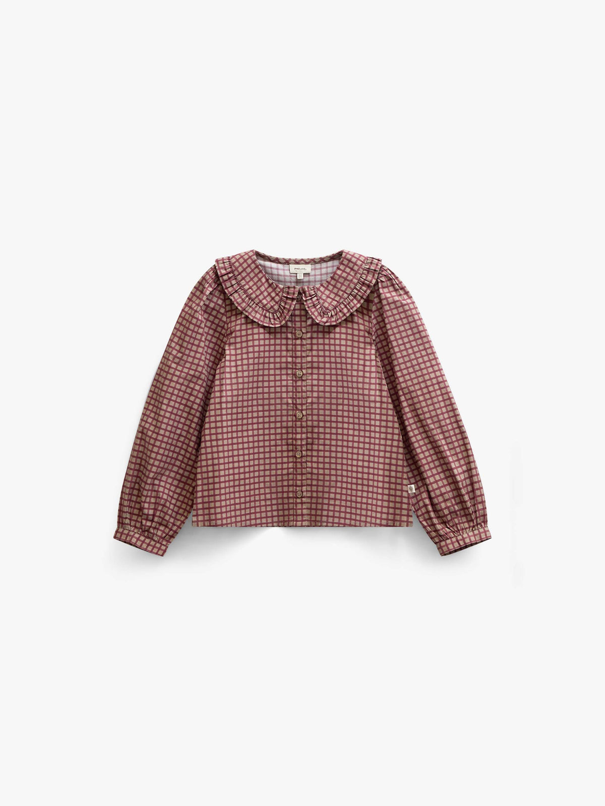 Popelinebluse mit Rüschenkragen Tween - Bordeaux Check | 101450 Julia
