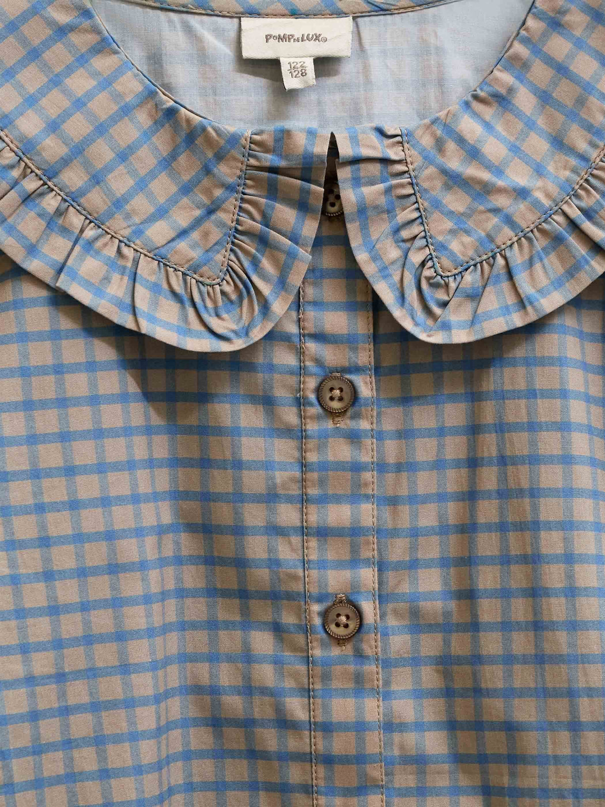Frill Collar Poplin Blouse - Tween - Blue Check | 101452 Julia