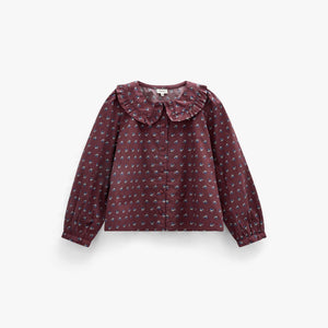 Popelinebluse mit Rüschenkragen Tween - Bordeaux Flowerprint | 101454 Julia