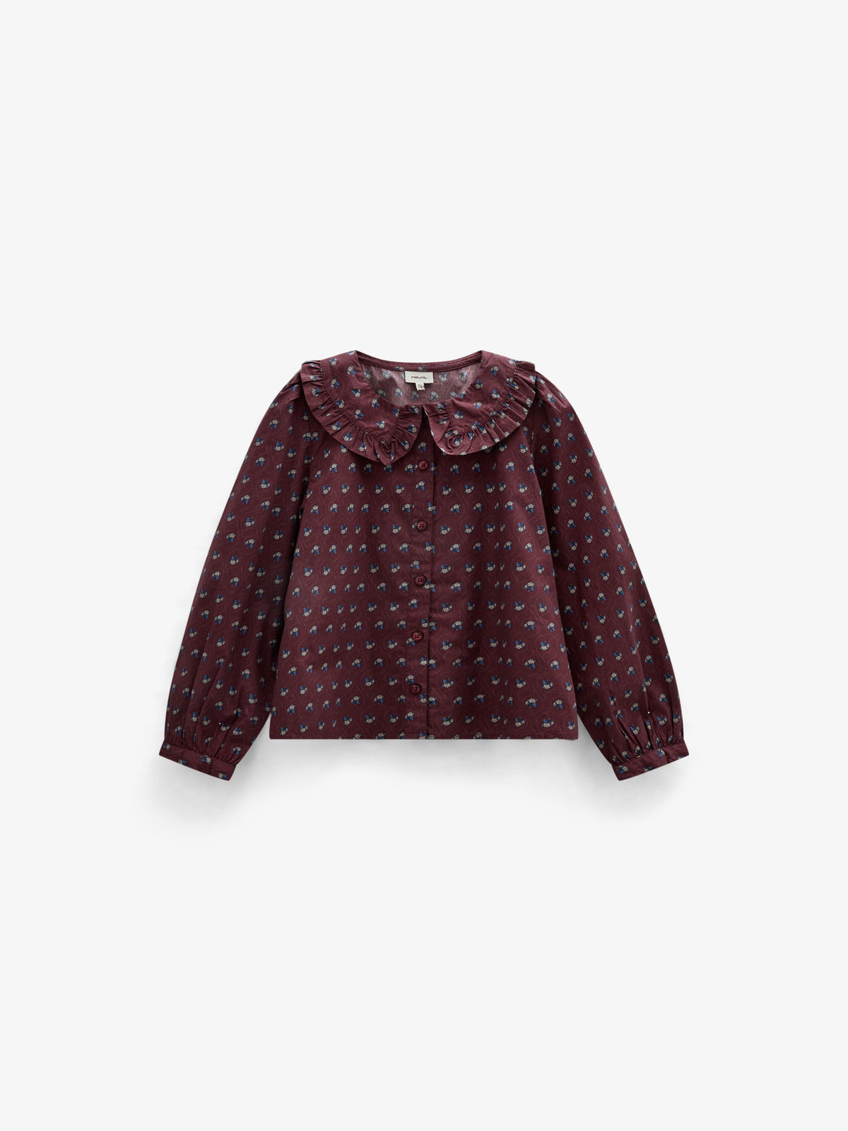 Frill Collar Poplin Blouse - Tween - Bordeaux Flowerprint | 101454 Julia