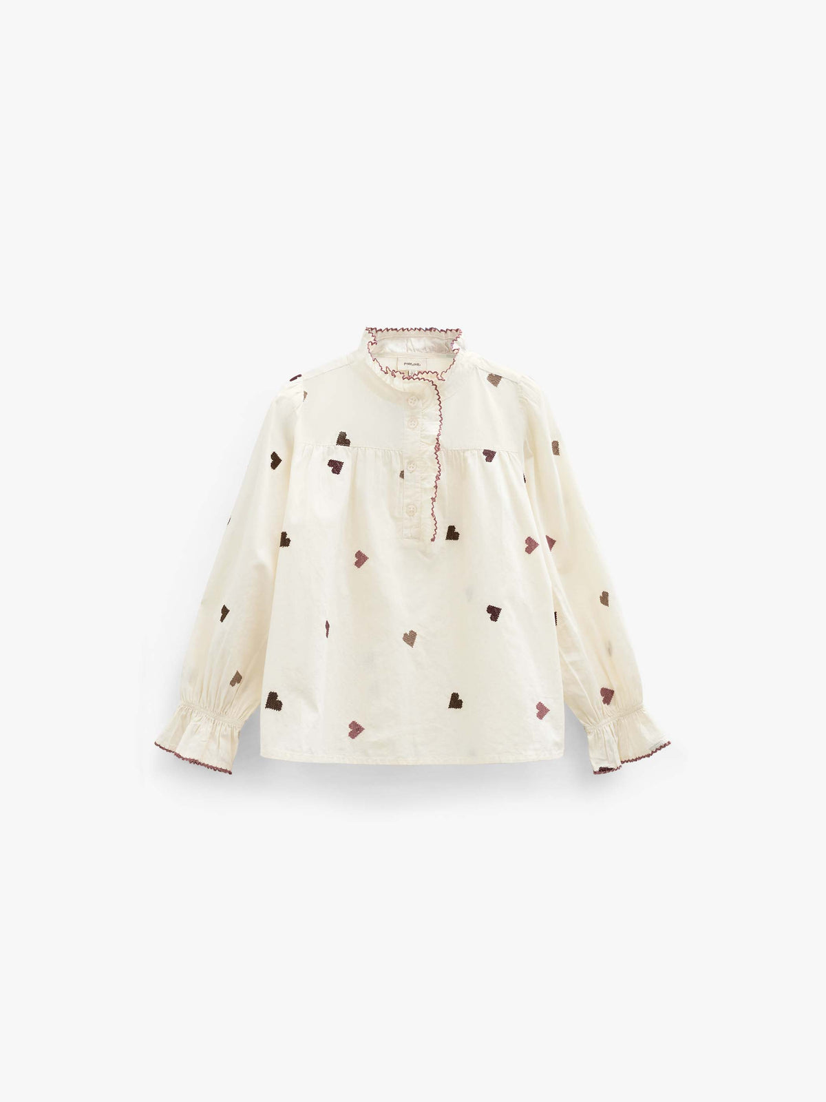Baumwollbluse mit Herzstickerei Kids - Rose/Bordeaux | 101457 Elina