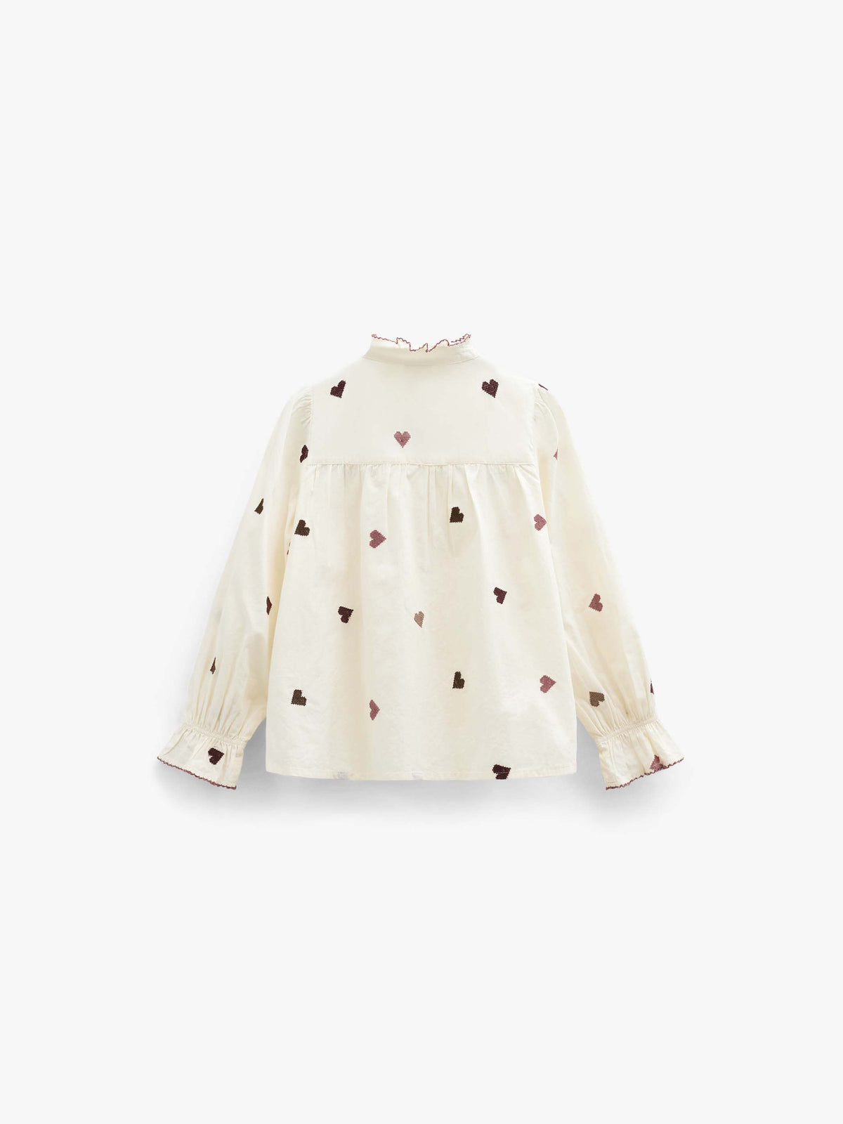 Baumwollbluse mit Herzstickerei Kids - Rose/Bordeaux | 101457 Elina