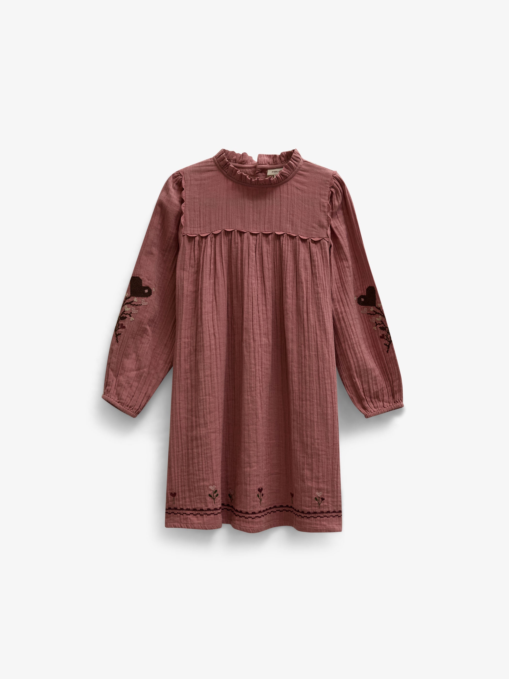 Cross-Stitch Double Gauze Dress - Kids - Dusty Rose | 101465 Laureen