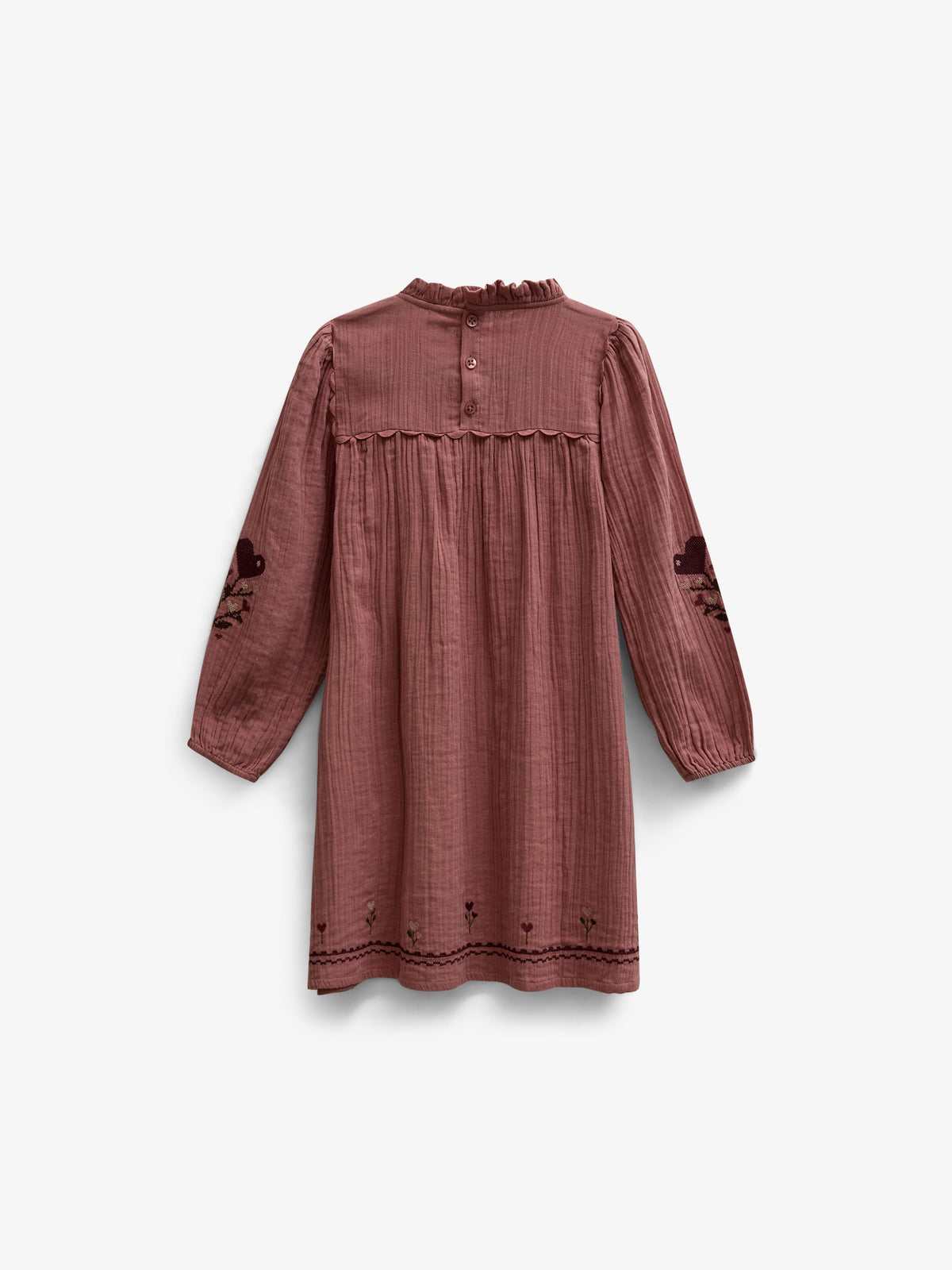 Cross-Stitch Double Gauze Dress - Kids - Dusty Rose | 101465 Laureen