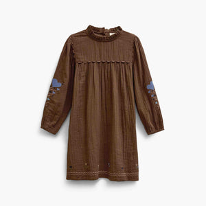 Musselinkleid mit Kreuzstichstickerei Kids - Brown | 101467 Laureen