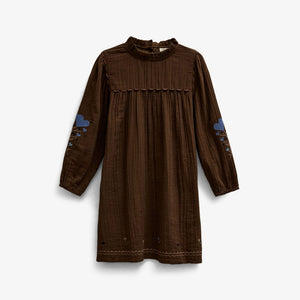 Cross-Stitch Double Gauze Dress - Kids - Brown | 101467 Laureen