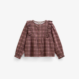 Checked Cotton Frill Blouse - Kids - Rose | 101493 Penny