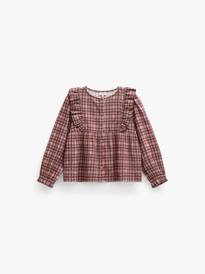 Karierte Baumwollbluse mit Rüschen Kids - Rose | 101493 Penny