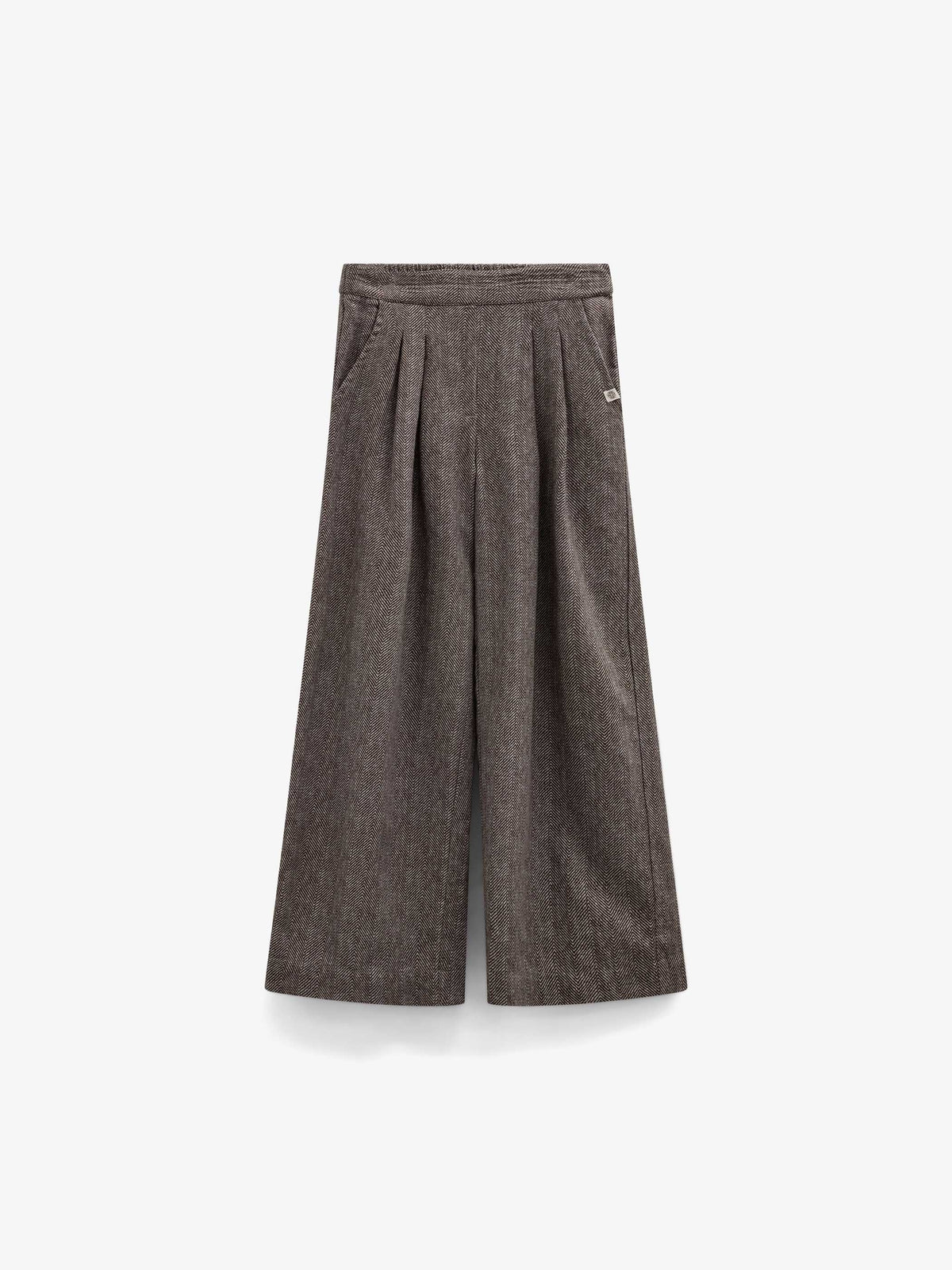 Cotton Herringbone Trousers - Tween - Dark Brown | 101522 Susse