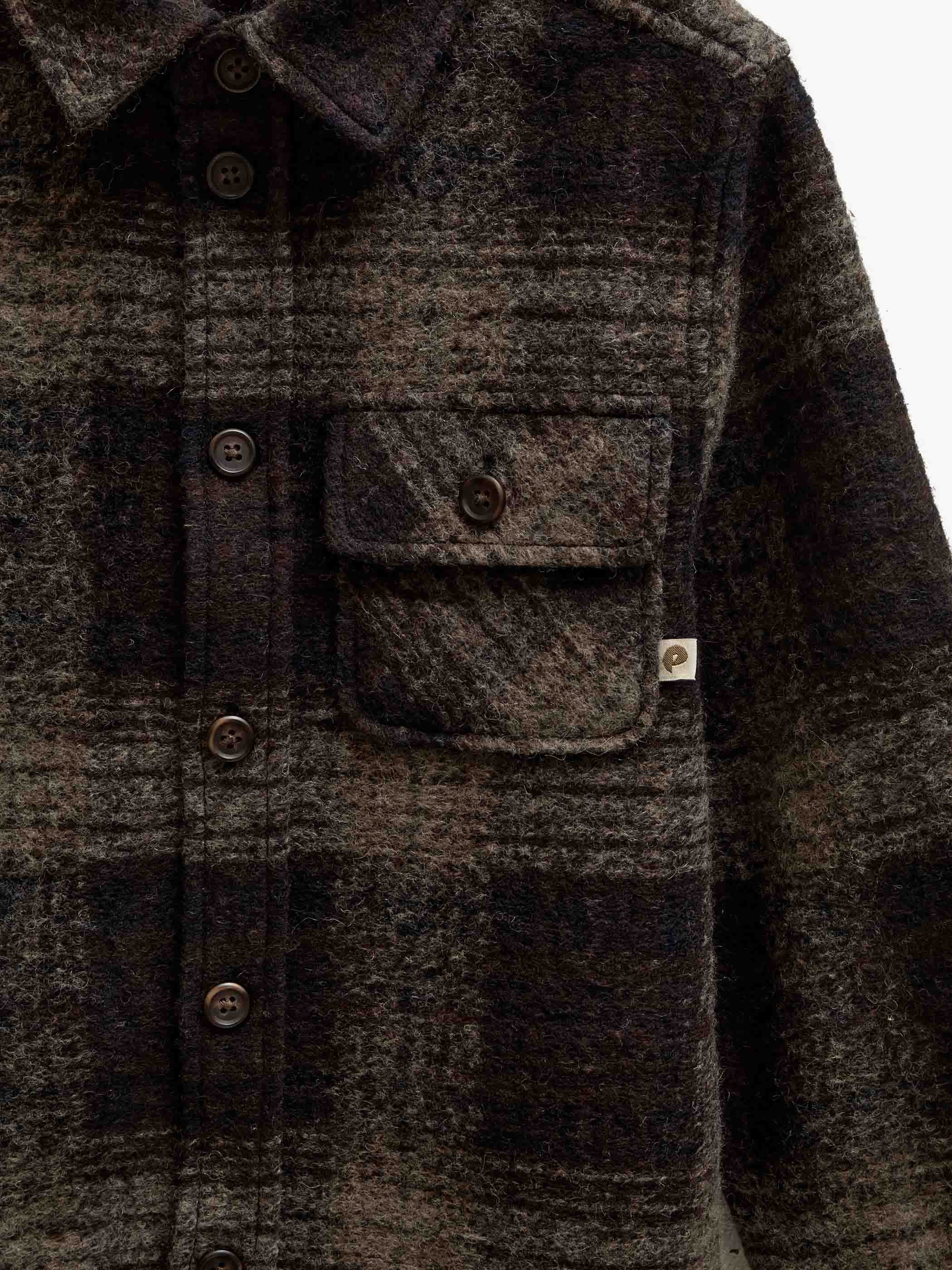 Kariertes Overshirt aus gebürsteter Wollmischung Kids - Brown Check | 101525 Daxton