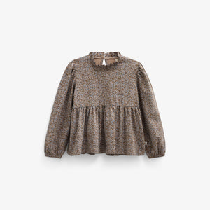 Printed Peplum Jersey Blouse - Kids - Blue/Brown | 101541 Heidi