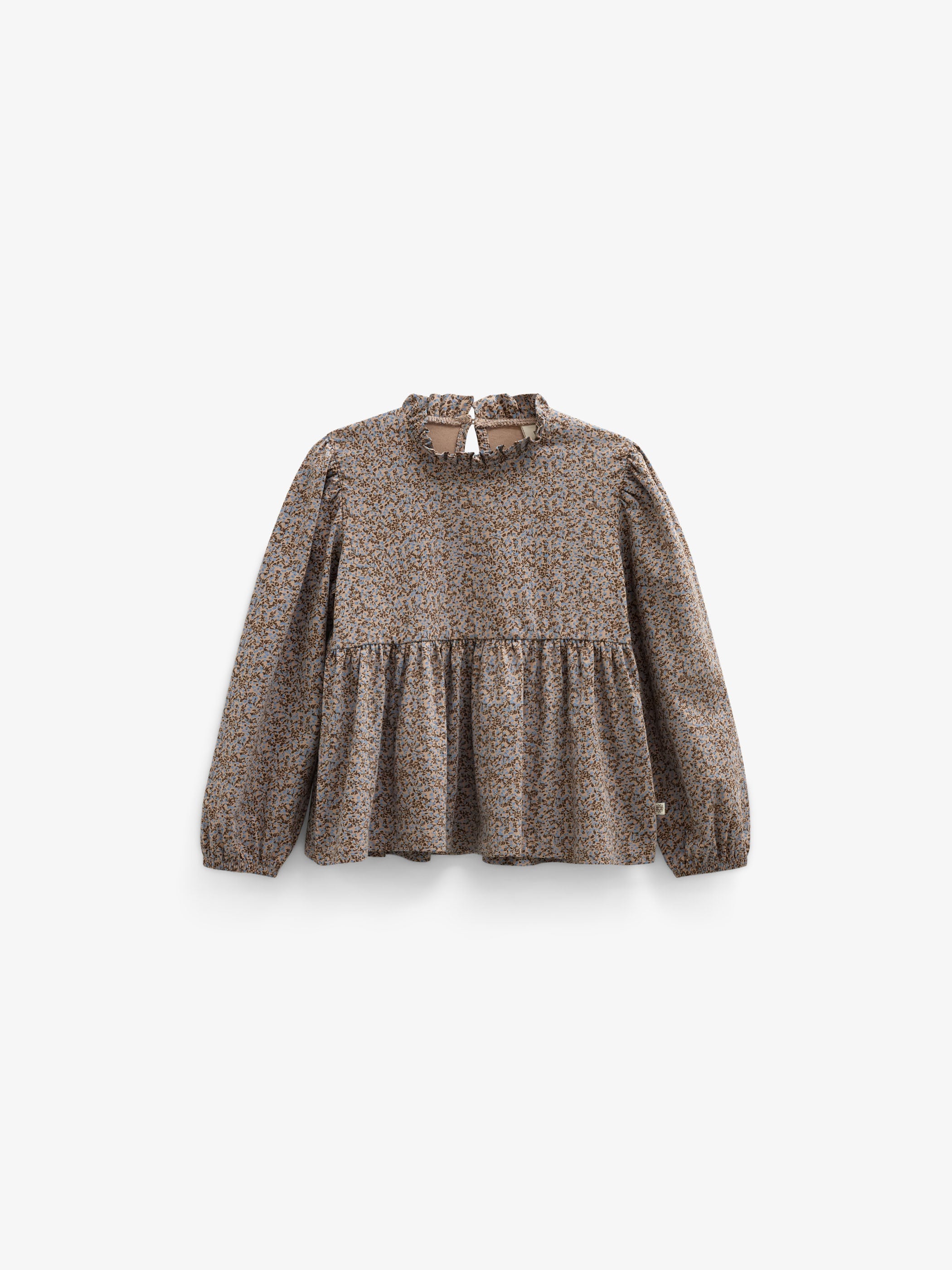 Printed Peplum Jersey Blouse - Kids - Blue/Brown | 101541 Heidi