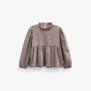 Kleingeblümte Jerseybluse mit Schößchen Kids - Blue/Brown | 101541 Heidi
