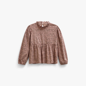 Kleingeblümte Jerseybluse mit Schößchen Tween - Rose/Bordeaux | 101544 Heidi