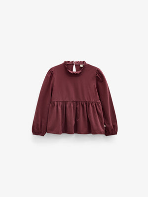 Solid Peplum Jersey Blouse - Tween - Bordeaux | 101548 Heidi