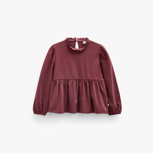 Einfarbige Jerseybluse mit Schößchen Tween - Bordeaux | 101548 Heidi