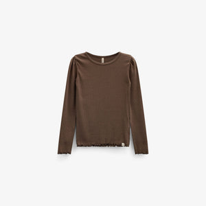 Ribbed Modal-Blend Long-Sleeve T-Shirt - Kids - Brown | 101557 Lottie