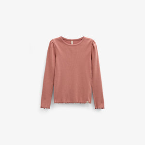 Ribbed Modal-Blend Long-Sleeve T-Shirt - Kids - Dusty Rose | 101559 Lottie