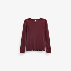 Ribbed Modal-Blend Long-Sleeve T-Shirt - Kids - Bordeaux | 101561 Lottie