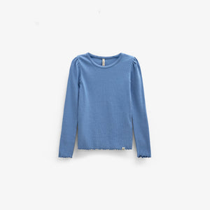 Ribbed Modal-Blend Long-Sleeve T-Shirt - Kids - Dusty Blue | 101563 Lottie
