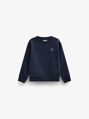 Smiley Crew Neck Sweatshirt - Tween - Navy | 101574 Andrew