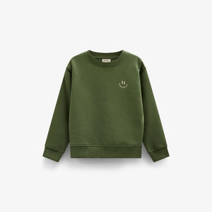 Smiley Crew Neck Sweatshirt - Kids - Moss Green | 101575 Andrew