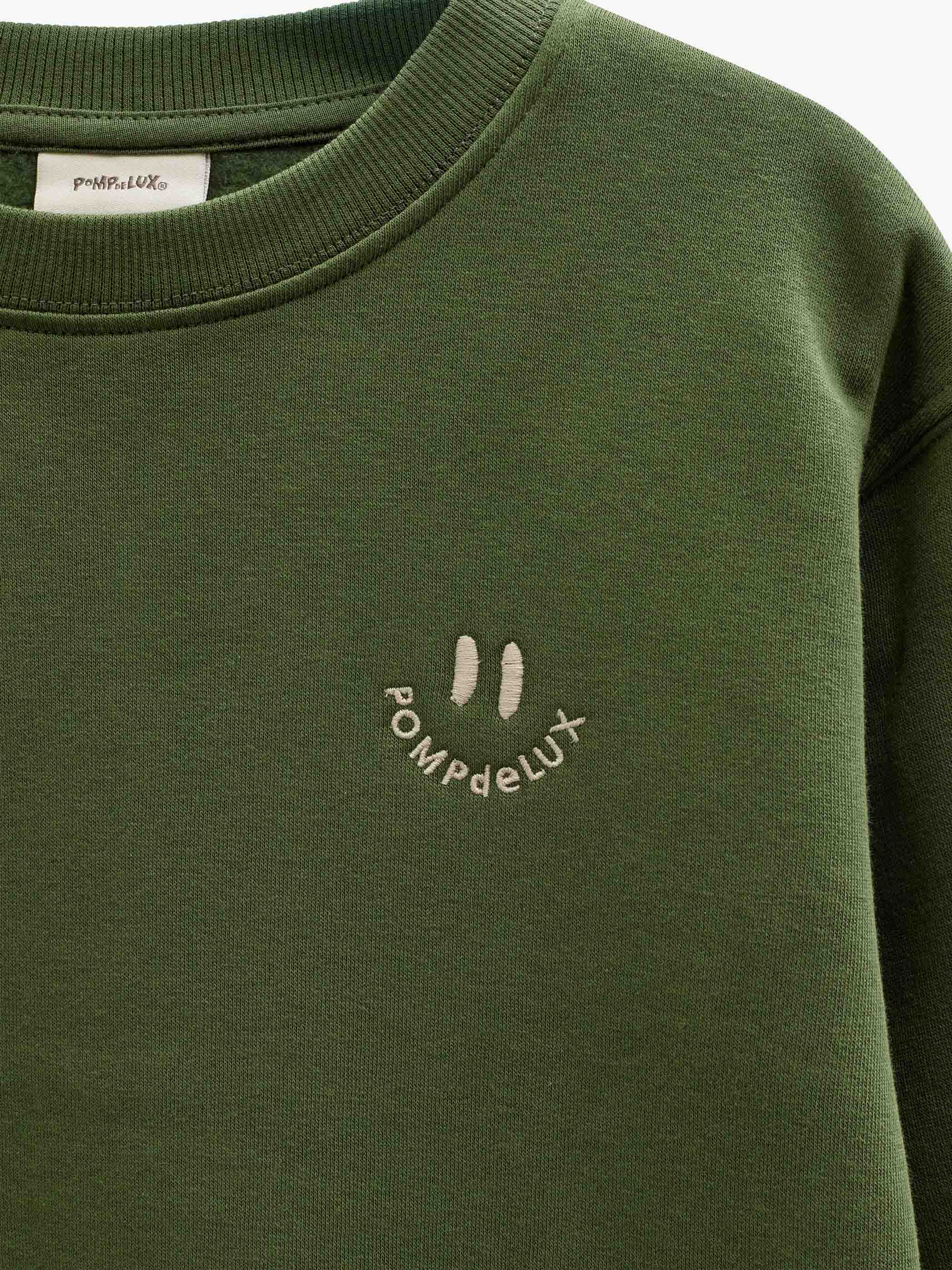 Smiley Crew Neck Sweatshirt - Kids - Moss Green | 101575 Andrew