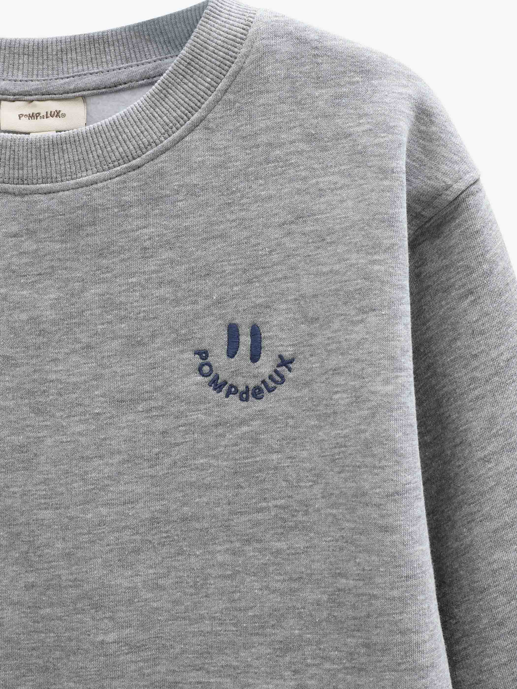 Smiley Crew Neck Sweatshirt - Kids - Grey Melange | 101577 Andrew