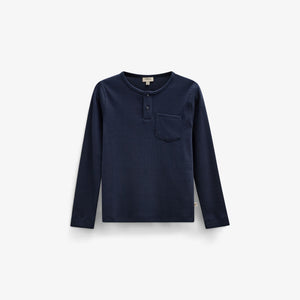 Ribbed Long-Sleeve Henley T-Shirt - Kids - Navy | 101591 Conrad