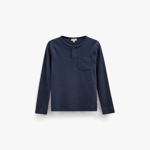 Geripptes Langarmshirt mit Knopfleiste Tween - Navy | 101592 Conrad