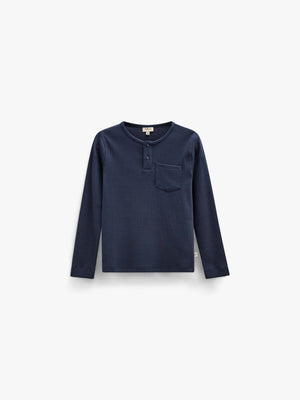 Geripptes Langarmshirt mit Knopfleiste Tween - Navy | 101592 Conrad