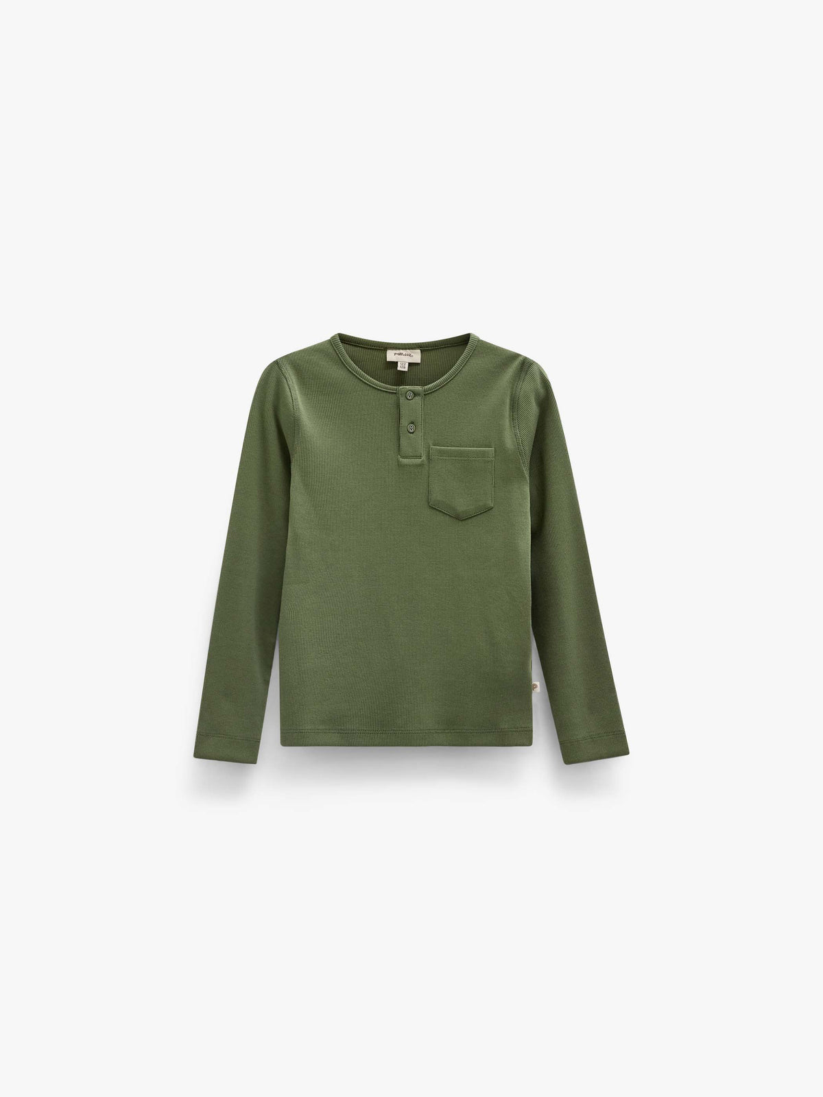 Geripptes Langarmshirt mit Knopfleiste Kids - Moss Green | 101593 Conrad