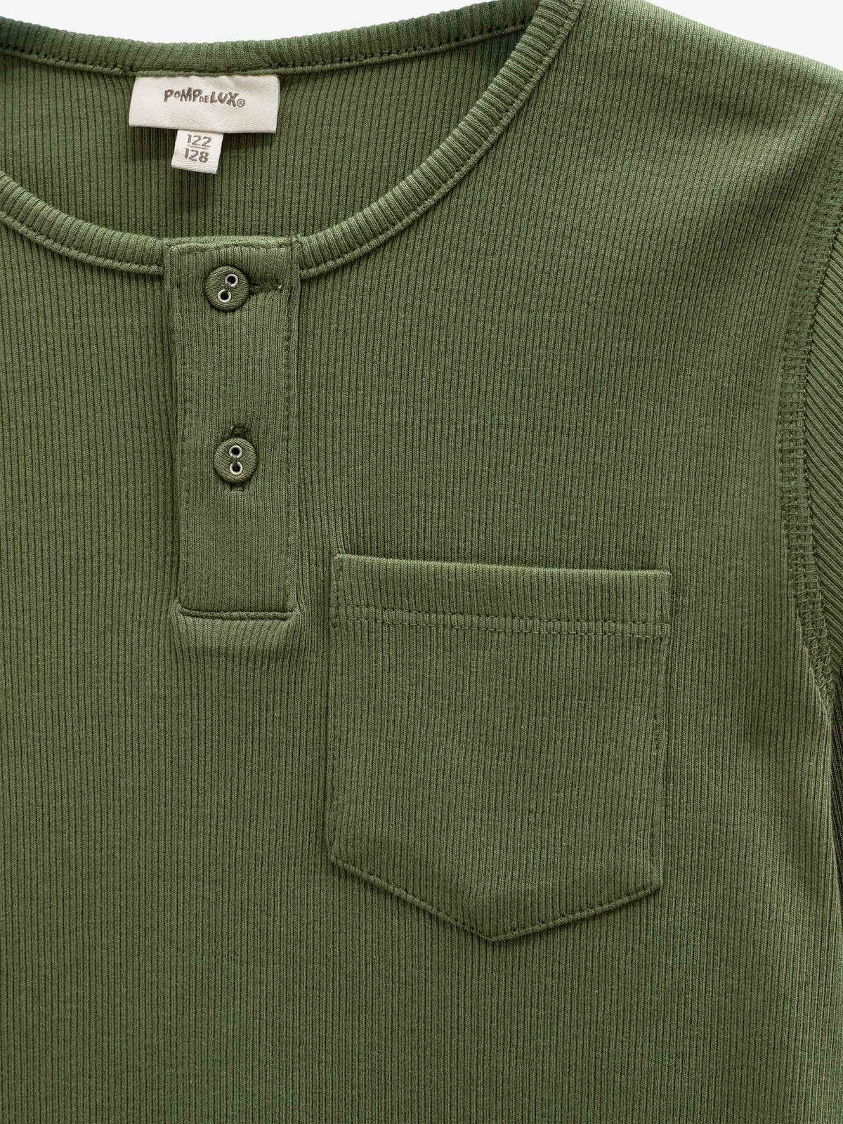 Geripptes Langarmshirt mit Knopfleiste Tween - Moss Green | 101594 Conrad