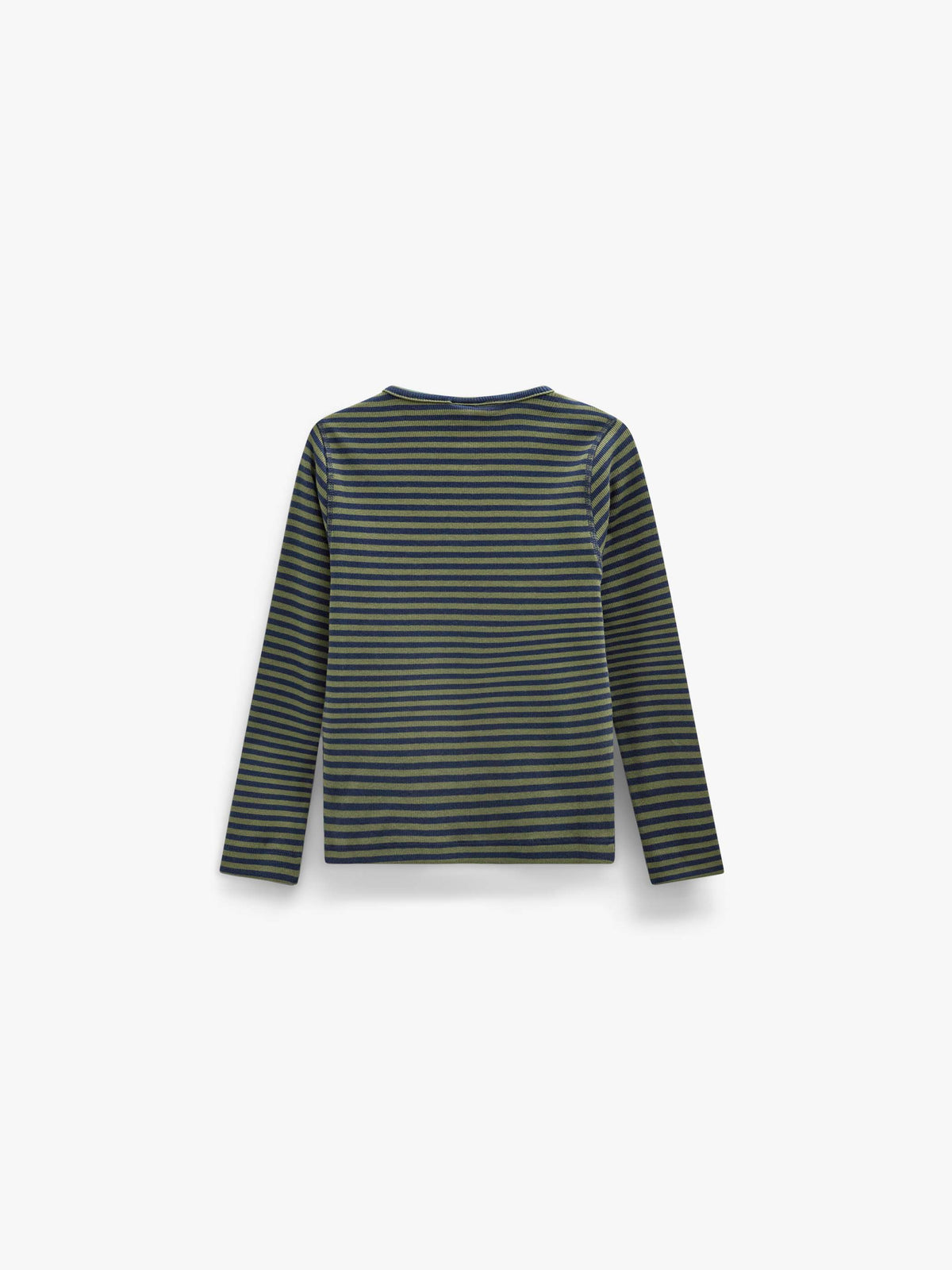 Geripptes Langarmshirt mit Knopfleiste Kids - Moss Green/Navy Stripe | 101595 Conrad